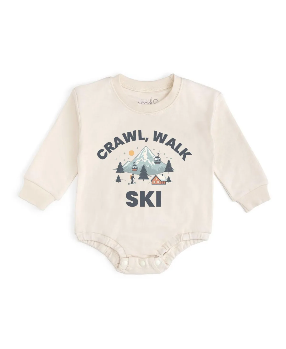 Crawl, Walk, Ski Long-Sleeve Snap-Closure Sensory-Friendly Romper by Sweet Wink