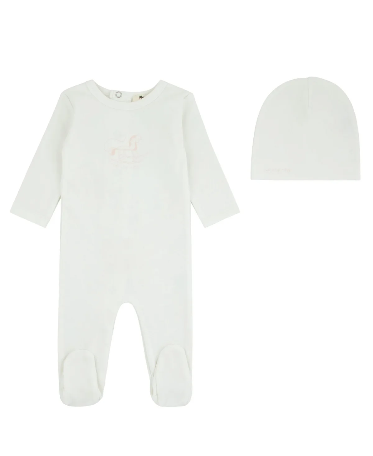 Rocking Horse Cotton-Blend Long-Sleeve Footed Footie and Beanie, 2-Piece Set by Noggiwear