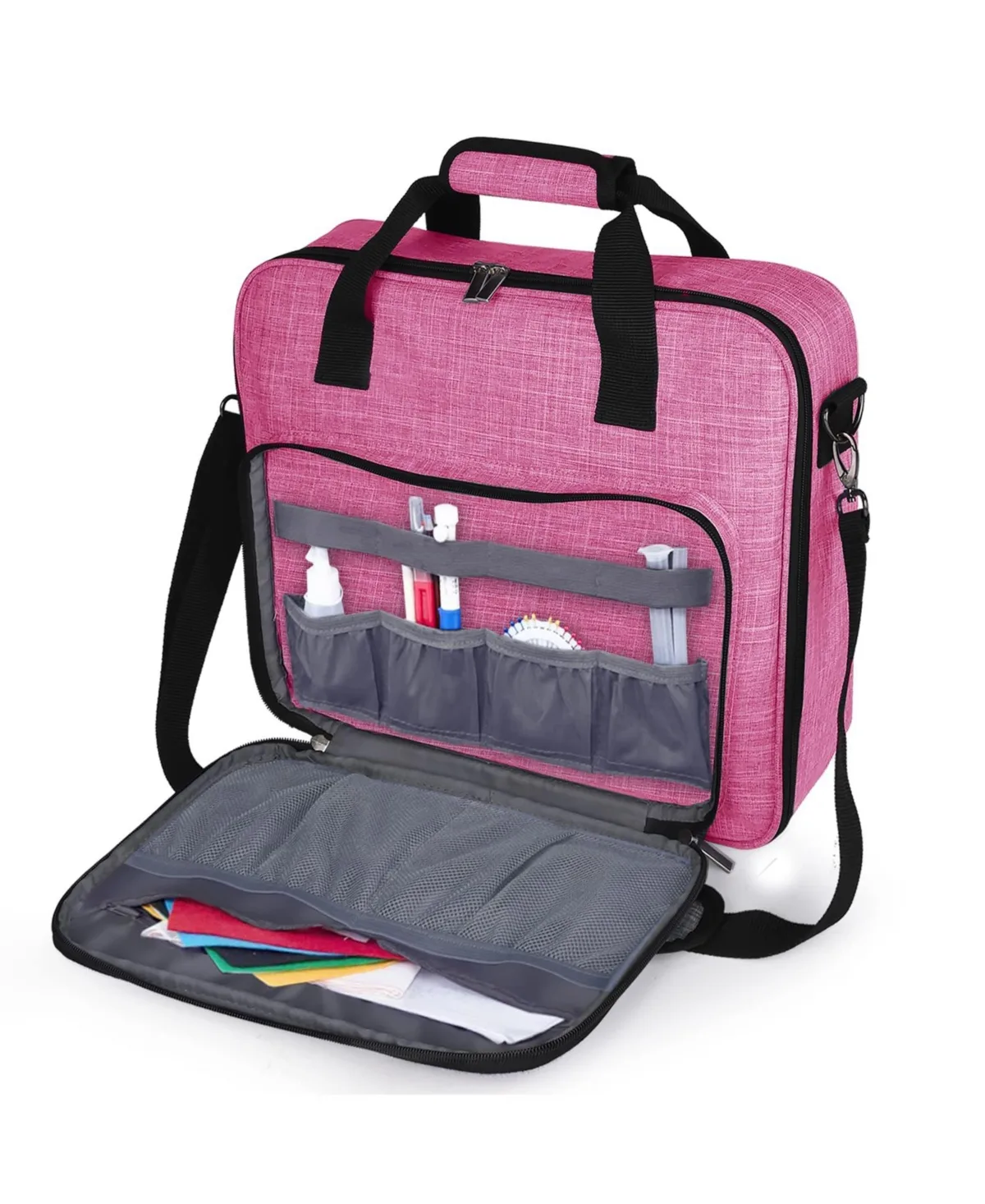 Large Portable Cross Stitch Embroidery Organizer Bag with Compartments Travel Carrying Case for Craft Supplies