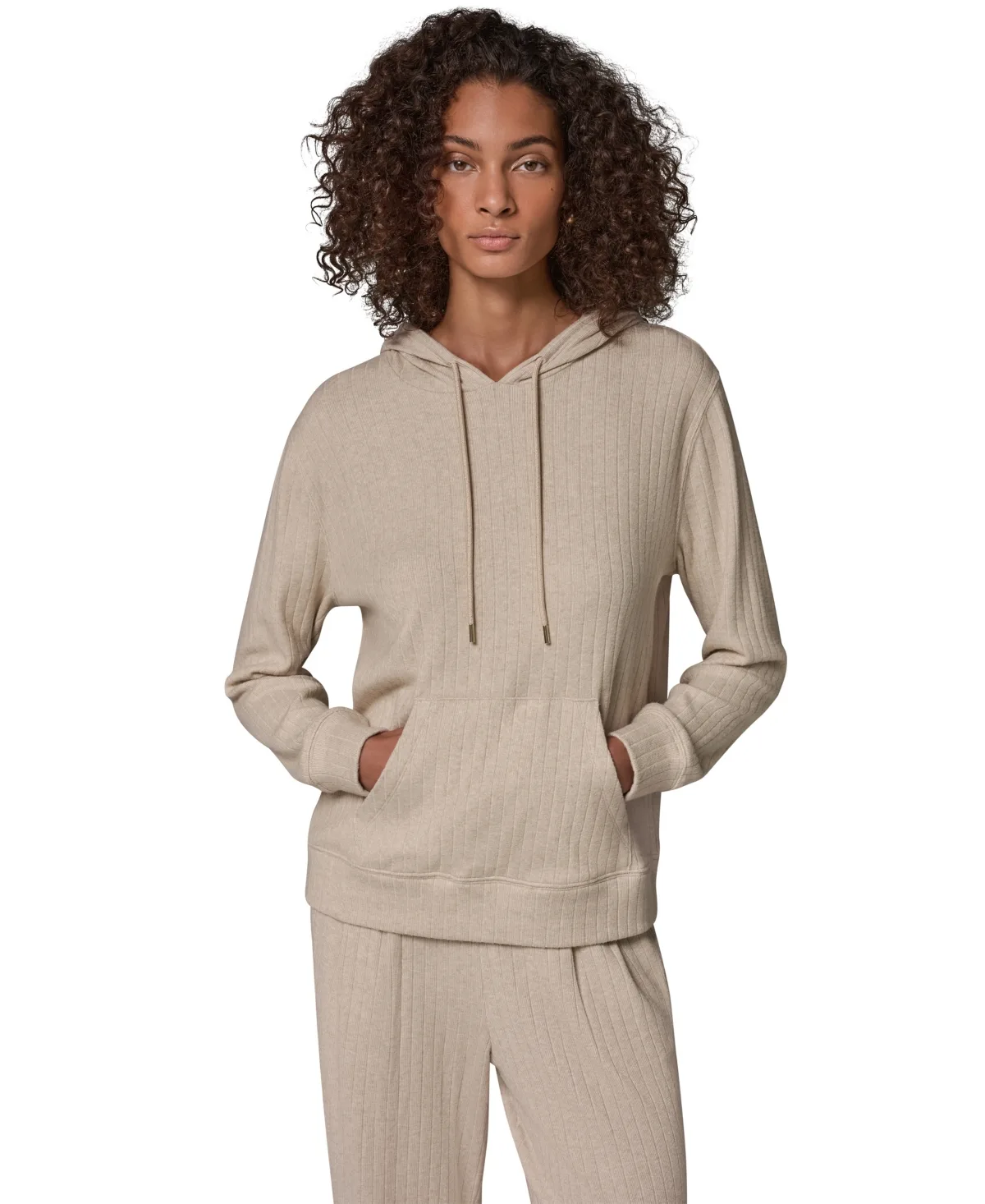 Plush Drop-Needle Ribbed Hoodie
