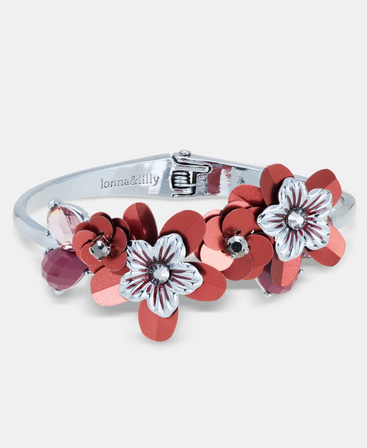 Crystal Flower Hinged Cuff Bracelet by Lonna & Lilly