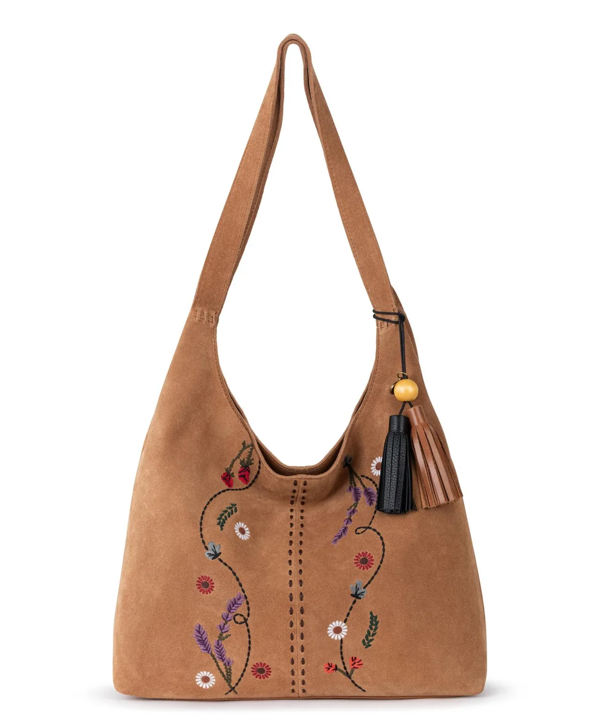 Huntley Suede Floral Embroidered Large Hobo Handbag by The Sak