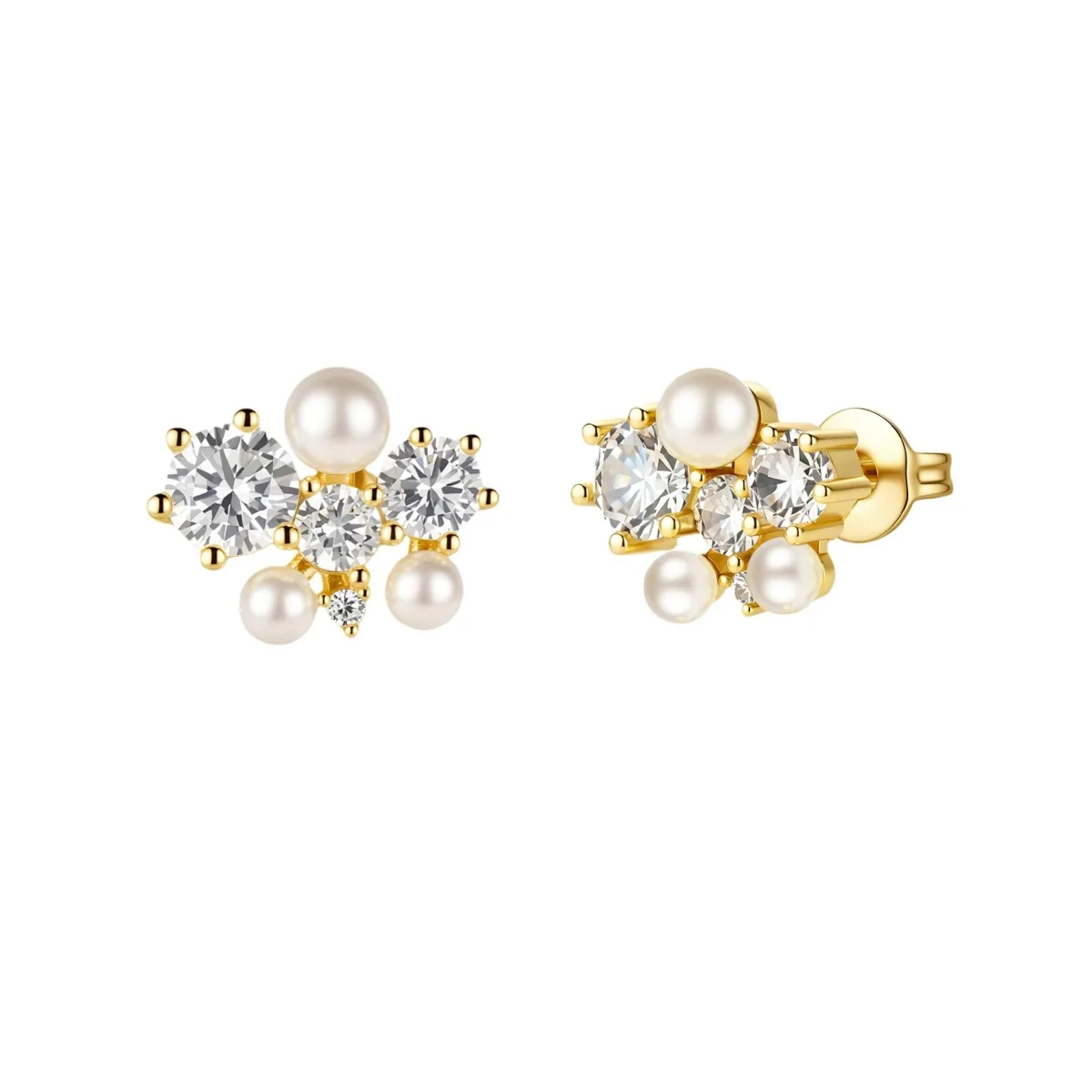 Faux Pearl and Crystal Love Note Stud Earrings by Untamed Petals
