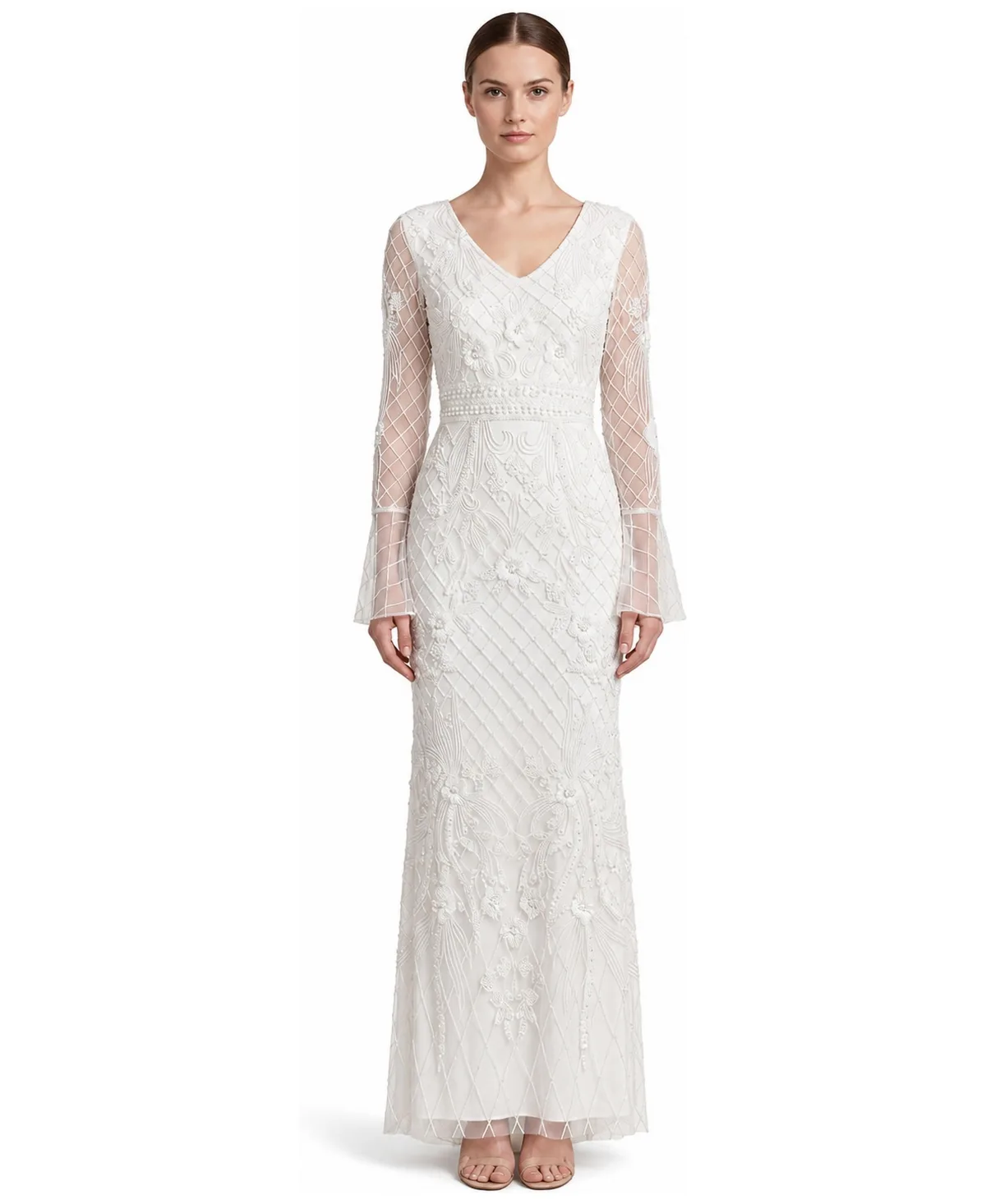 Bridal Beaded Bell-Sleeve Gown by Lara