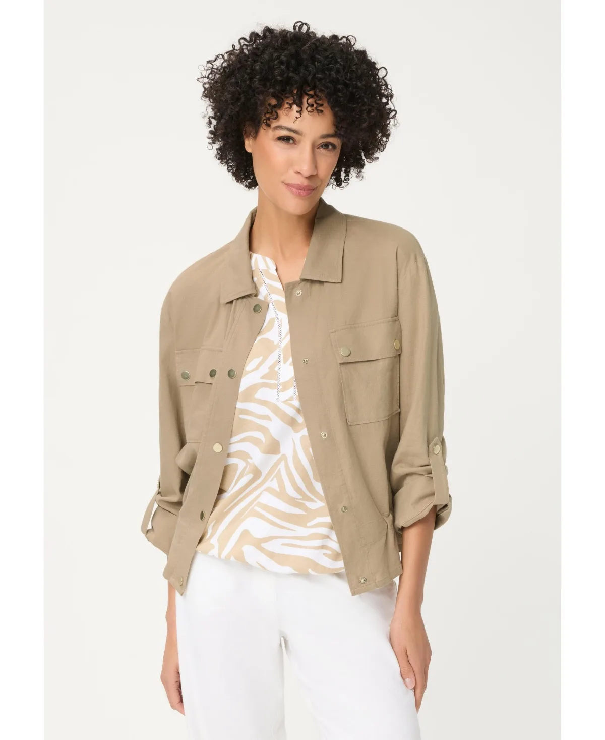Lightweight Linen-Blend Utility Jacket by Olsen