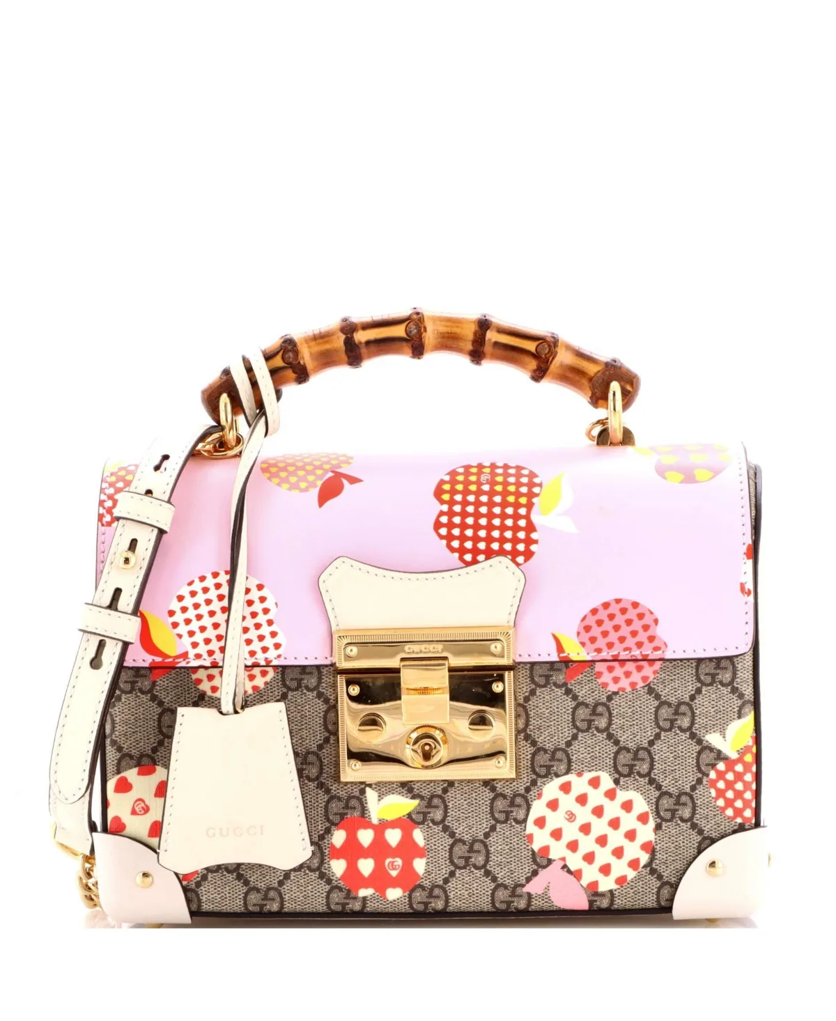 Pre-Owned Gucci Small Padlock Bamboo Shoulder Bag Printed Gg Coated Canvas by Gucci