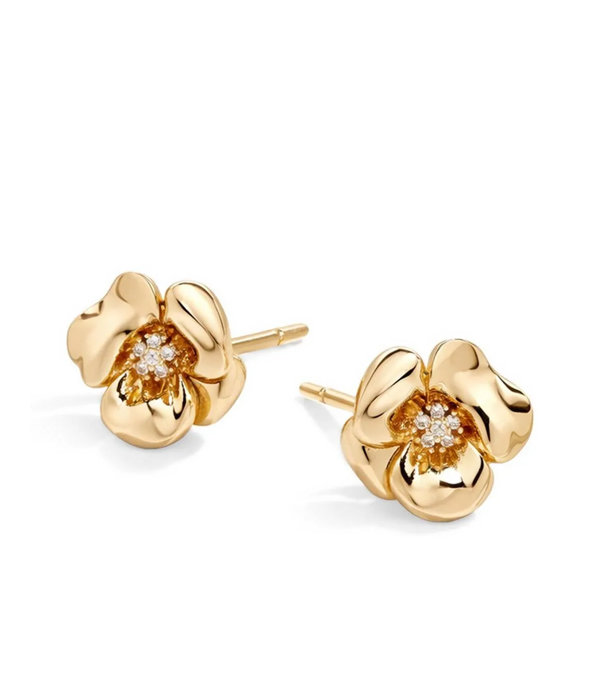 Lulu Floral Crystal Stud Earrings in 18k Gold-Plated