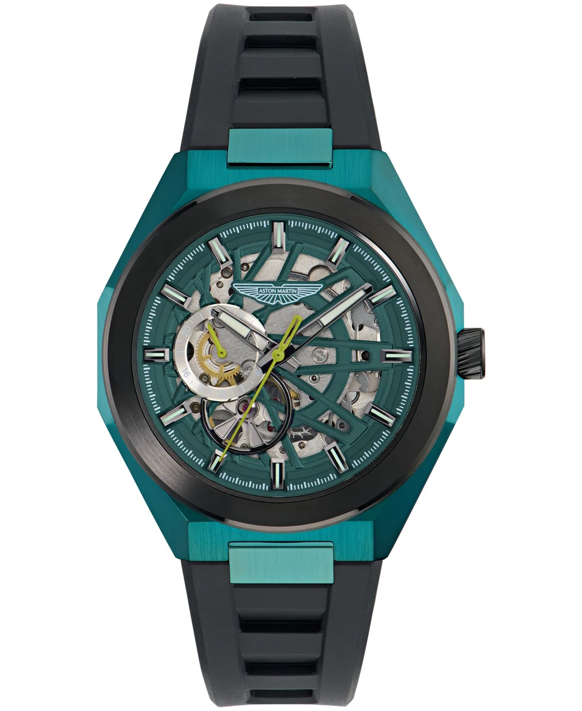 Automatic Three-Hand Black Silicone Strap Watch 42mm by Aston Martin