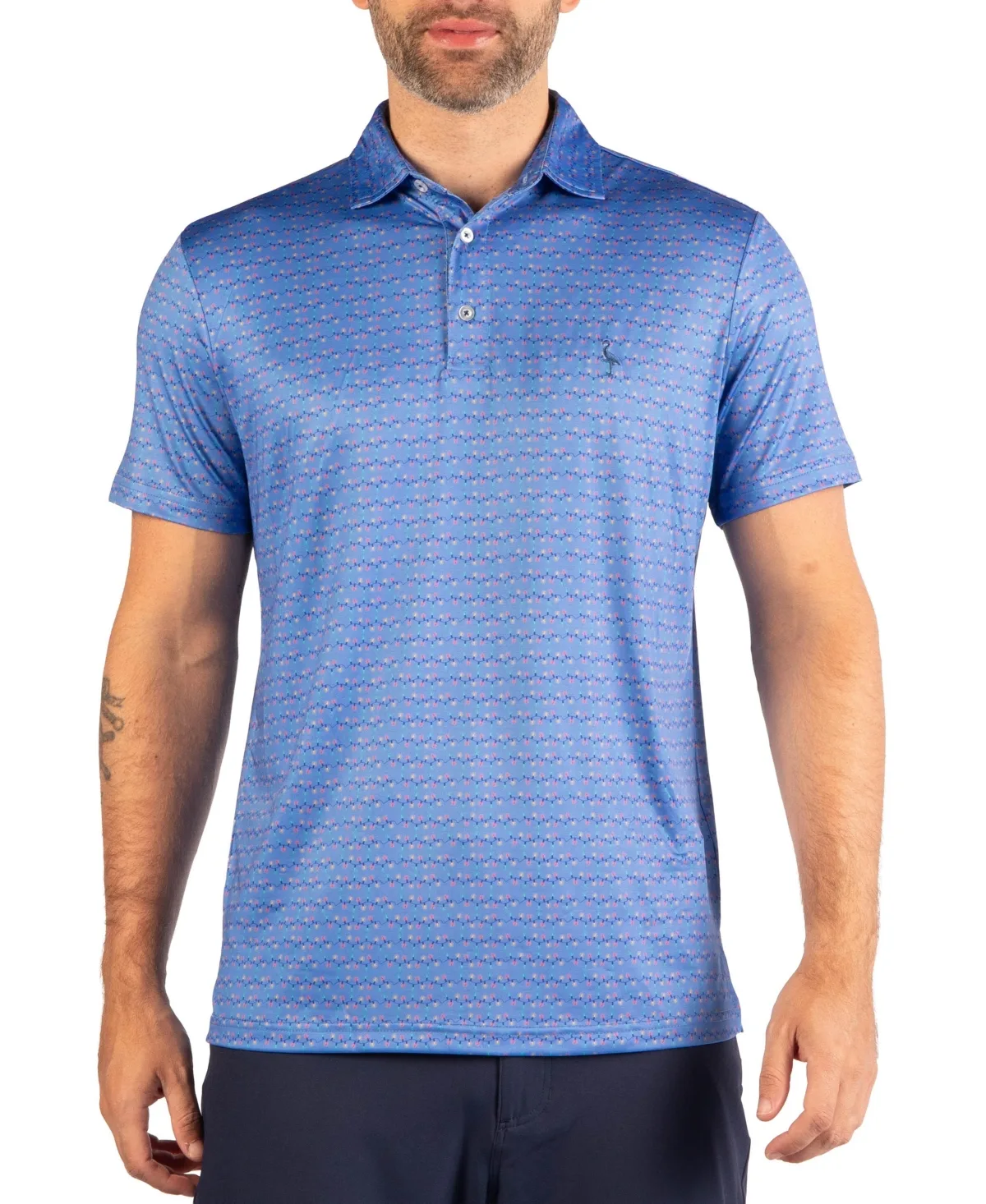 Twinkling Lights Holiday Print 4-Way Stretch Polo Shirt by Tailorbyrd