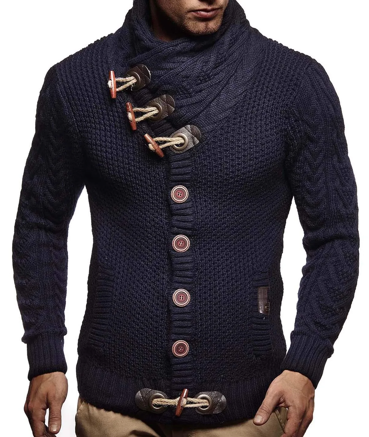 Knitted Turtleneck Jacket - Winter Cardigan Sweater by Leif Nelson
