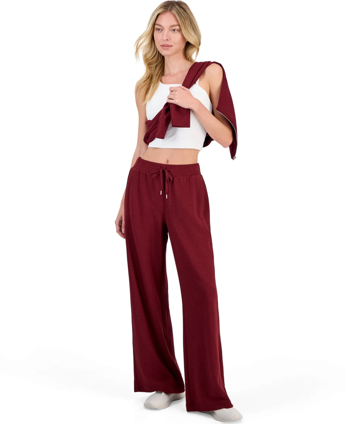 Ribbed Knit Wide Leg Pants