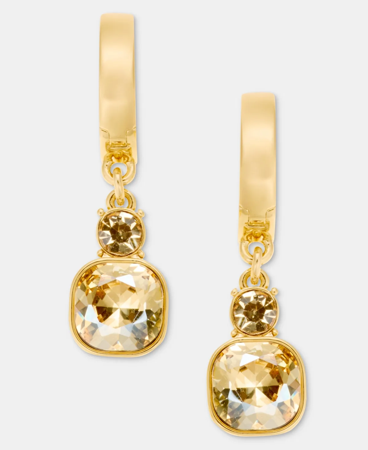 Crystal 14MM Drop Hoop Earrings by DKNY
