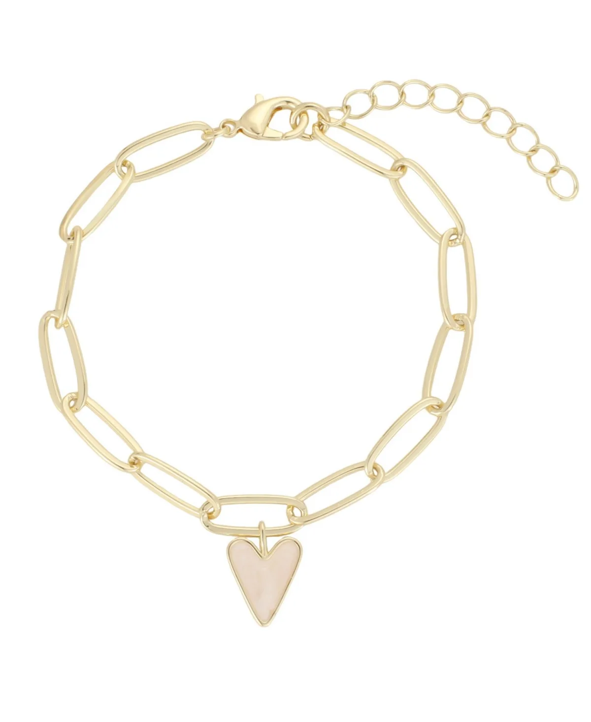 Imitation Pearl Heart Adjustable Bracelet by Adornia