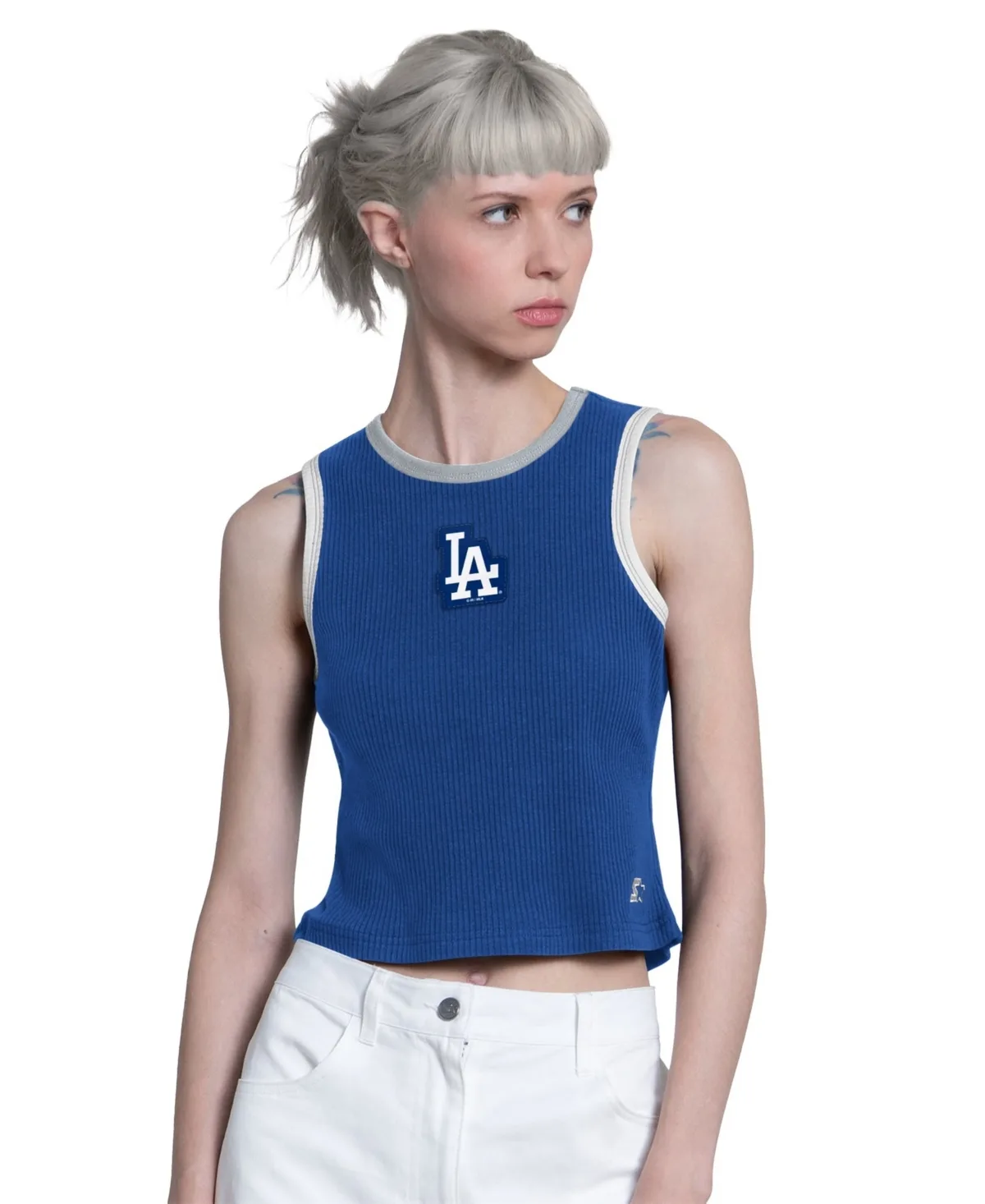 Los Angeles Dodgers Cooperstown Play the Ball Cropped Tank Top by Starter