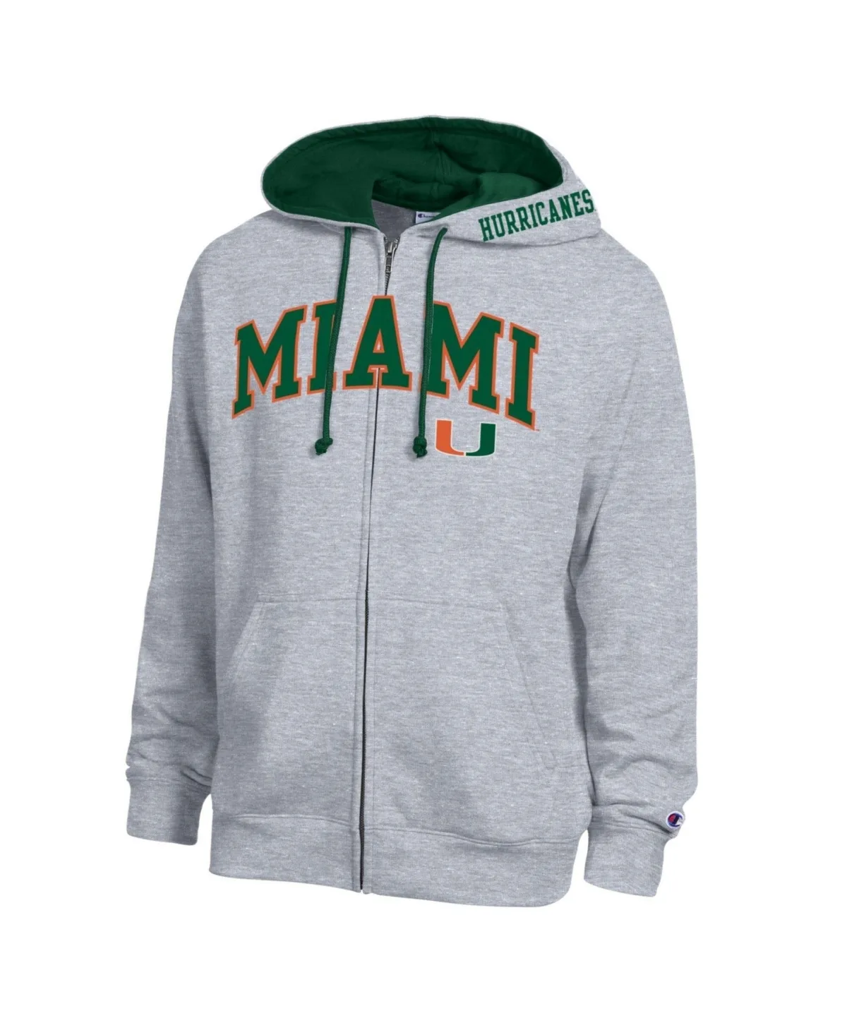 Miami Hurricanes Arch Logo Full-Zip Fleece Hoodie by Champion