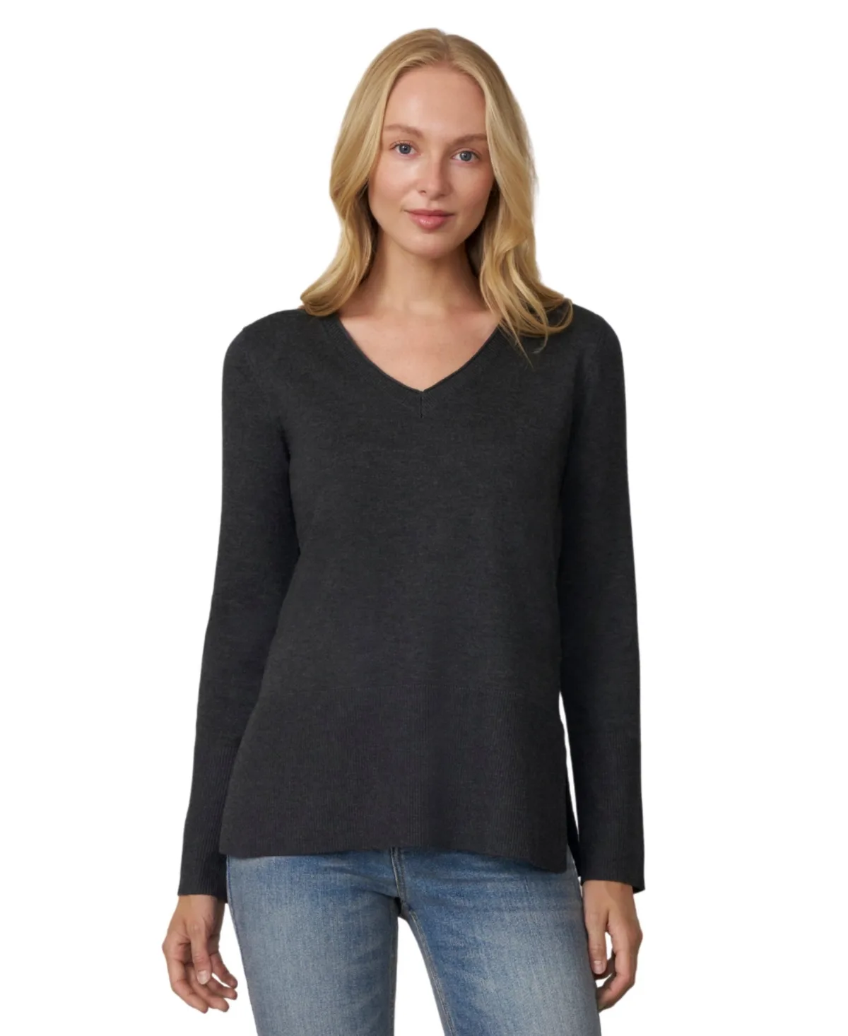 Melissa V-Neck Long-Sleeve Ribbed-Trim Sweater by PAIGE