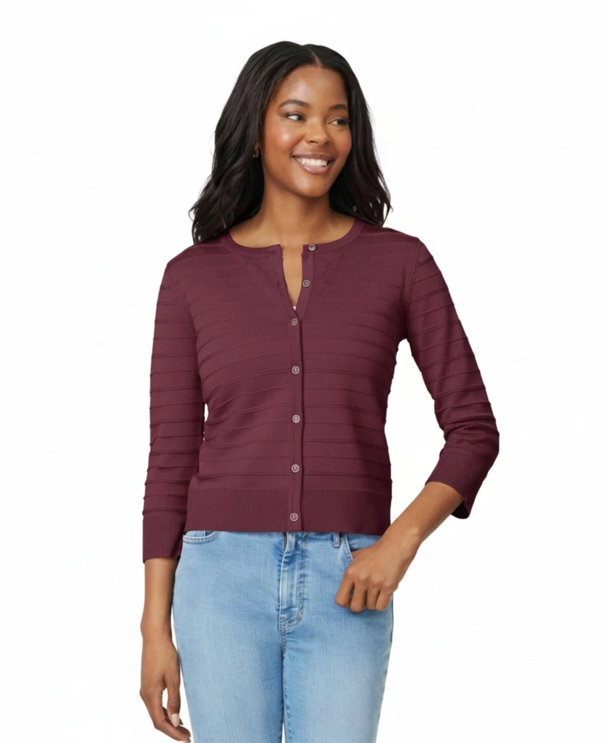 Melissa Ottoman-Rib 3/4-Sleeve Crewneck Cardigan by PAIGE