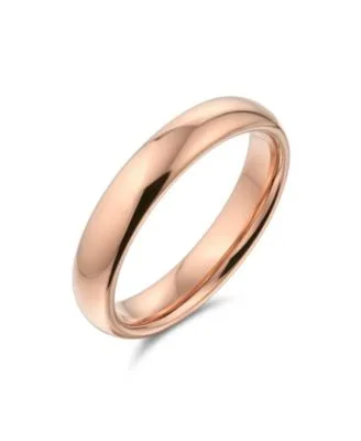 Basic Plain Simple Dome Classic Rose Gold Plated Titanium Band Ring Comfort Fit 4mm by Bling Jewelry