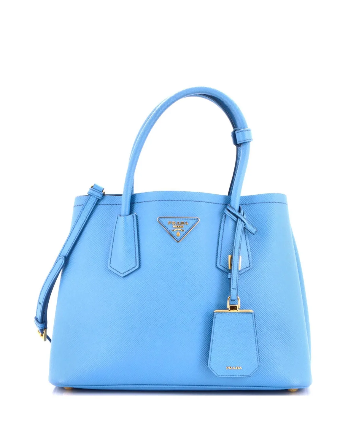 Pre-Owned Prada Small Cuir Double Tote Saffiano Leather