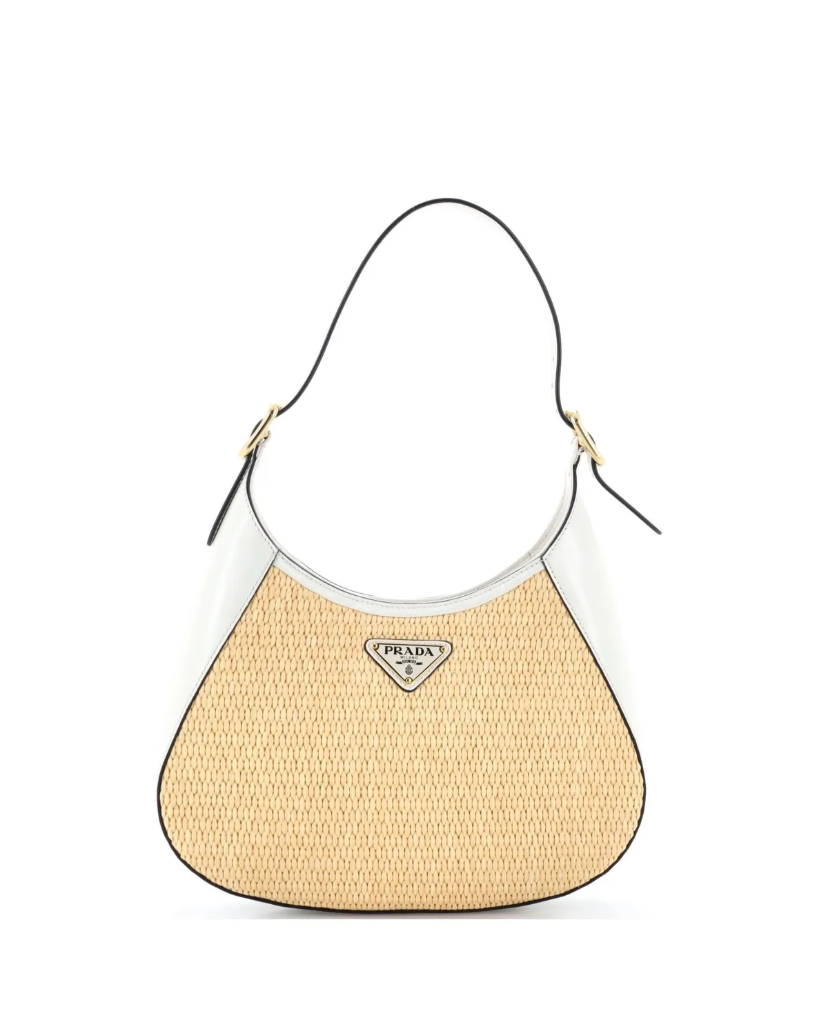 Pre-Owned Prada Medium Cleo Shoulder Bag Raffia with Leather by Prada
