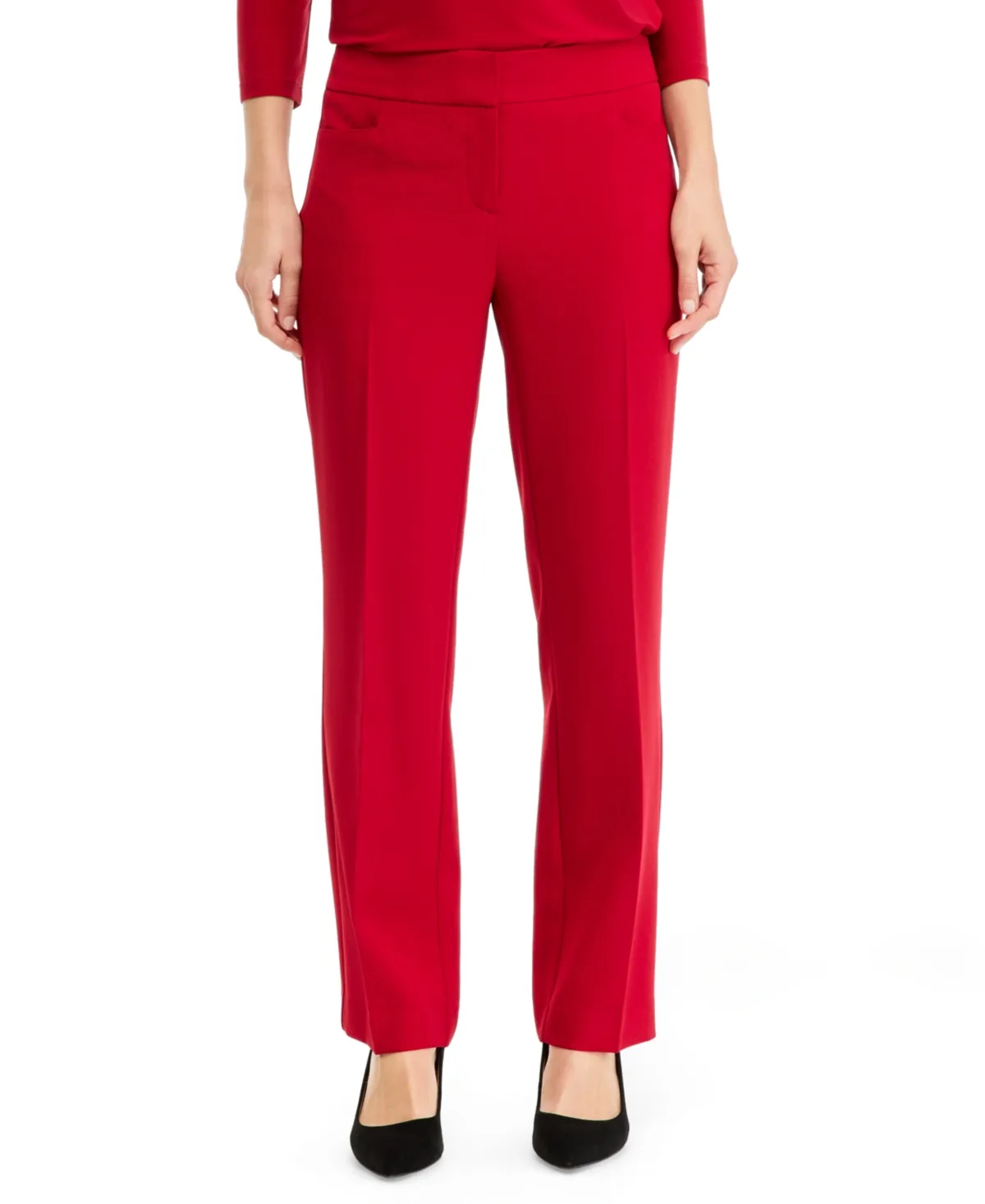 Lily Straight-Leg Mid-Rise Crepe Trousers by Kasper