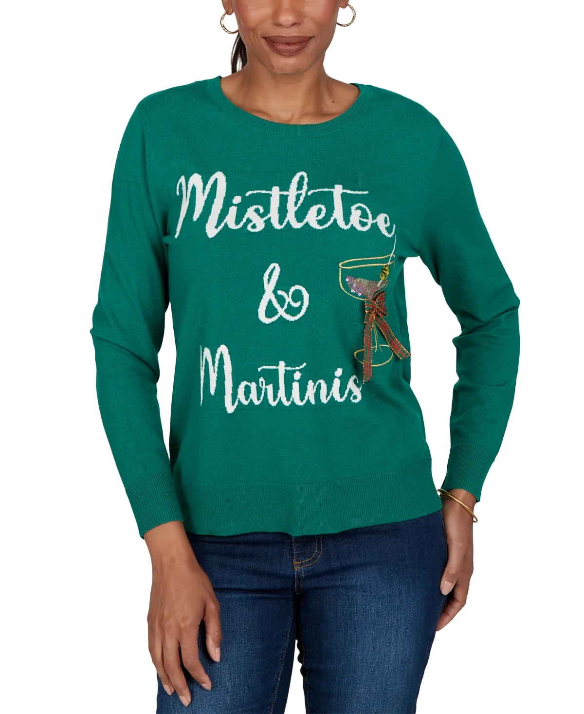 Mistletoe Long-Sleeve Crewneck Holiday Sweater by Ruby Rd