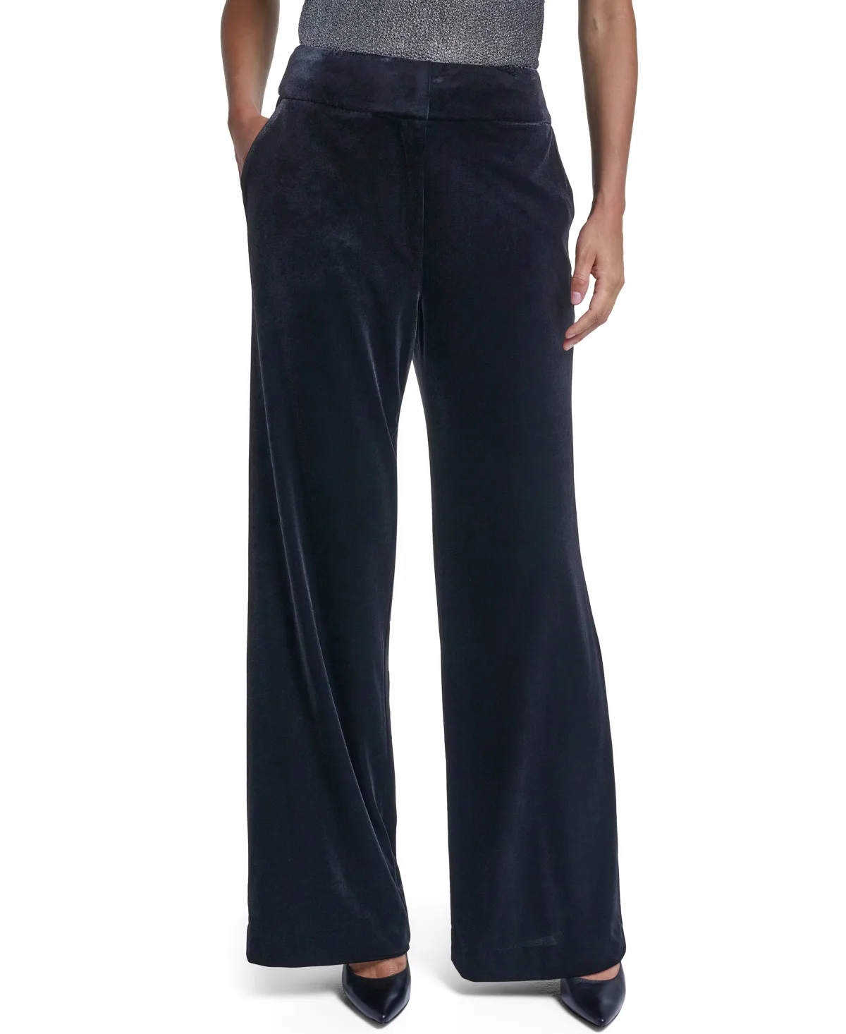 Whitney Velvet Wide-Leg Pants by Calvin Klein