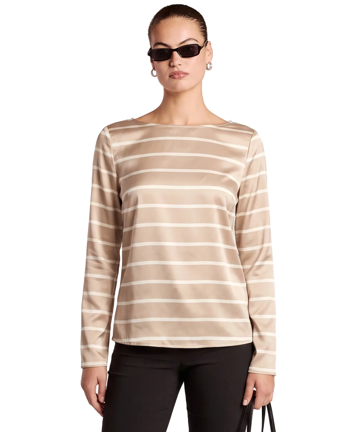 Leroy Stripe Boat-Neck Long-Sleeve Blouse by 4th & Reckless