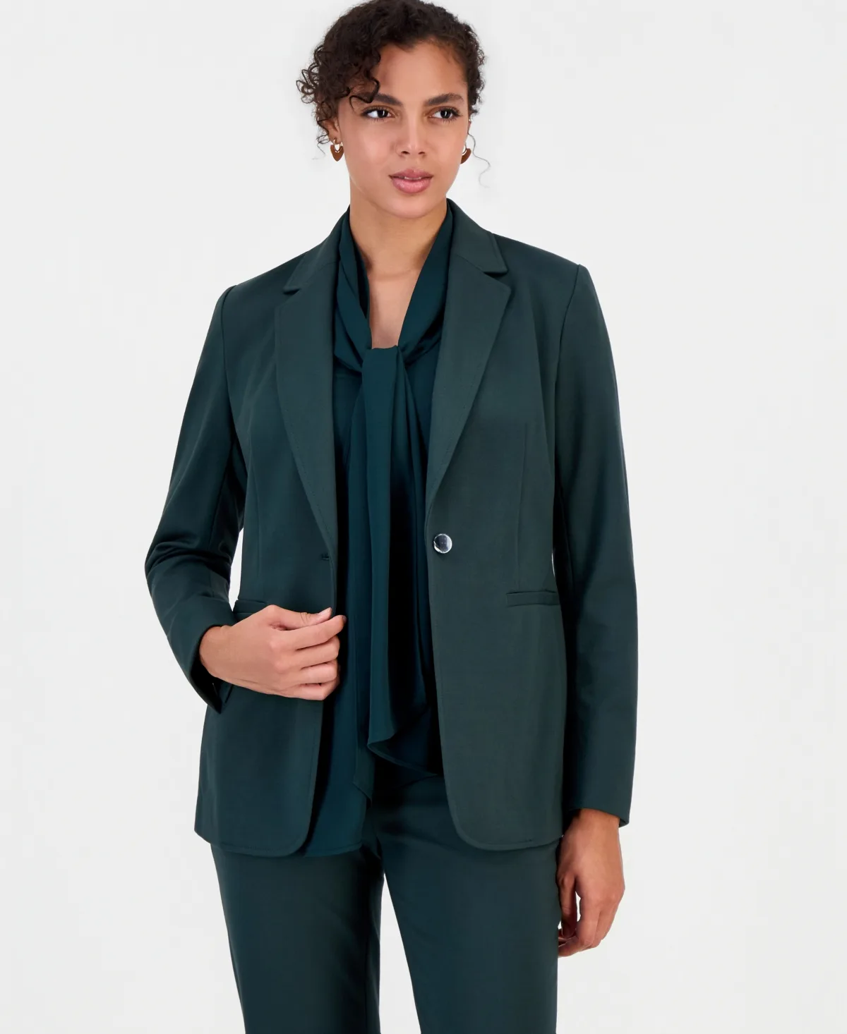 Compression Notch-Collar Single Button Blazer by Bar III