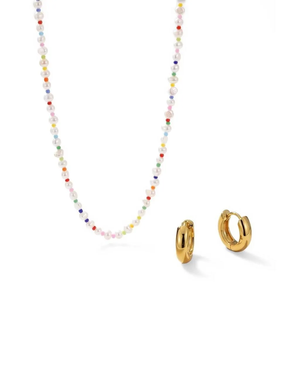 Cultured Freshwater Pearl Baroque Gold-Tone Necklace and Huggie Hoop Earrings Set, 19" by Joey Baby