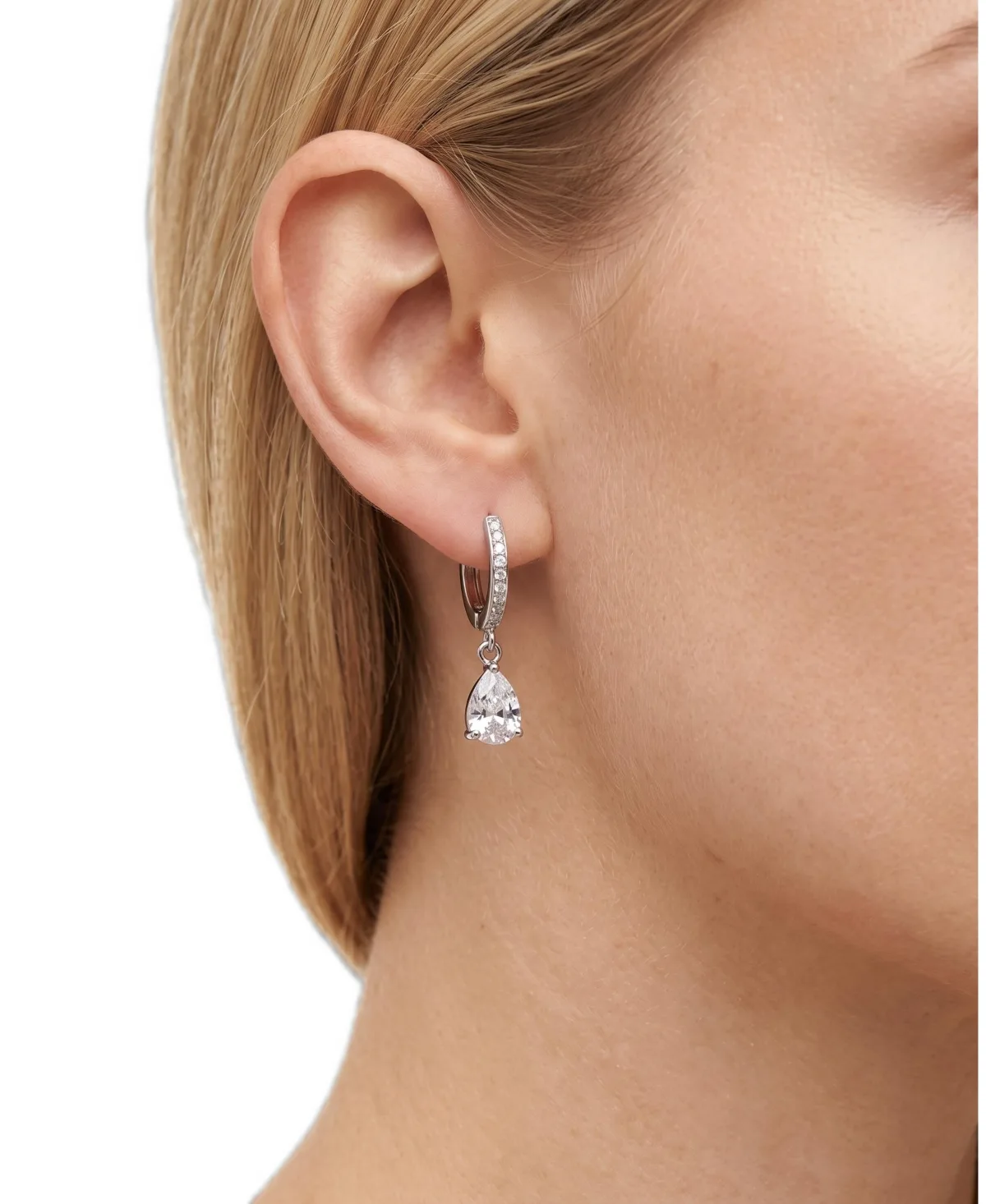 Cultured Freshwater Pearl Cubic Zirconia Teardrop Drop Earrings by Joey Baby