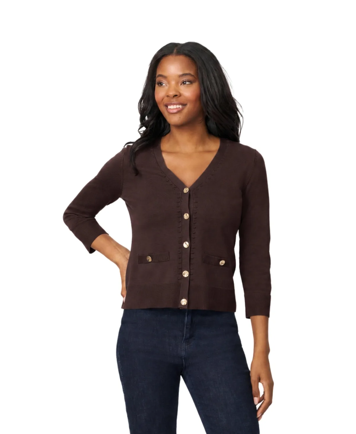3/4-Sleeve V-Neck Classic Fit Cardigan by PAIGE