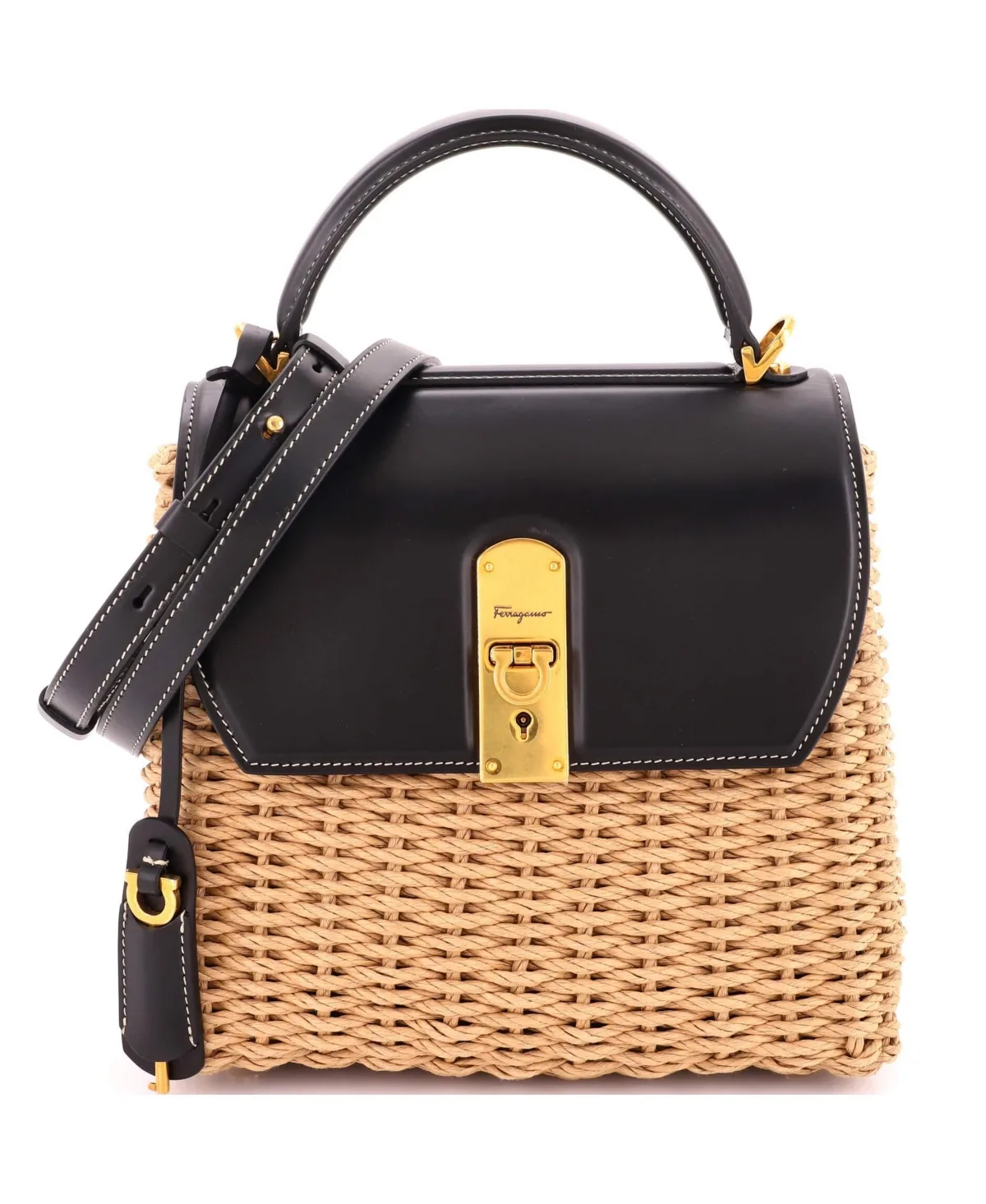 Pre-Owned Medium Boxyz Top Handle Bag Wicker by Salvatore Ferragamo