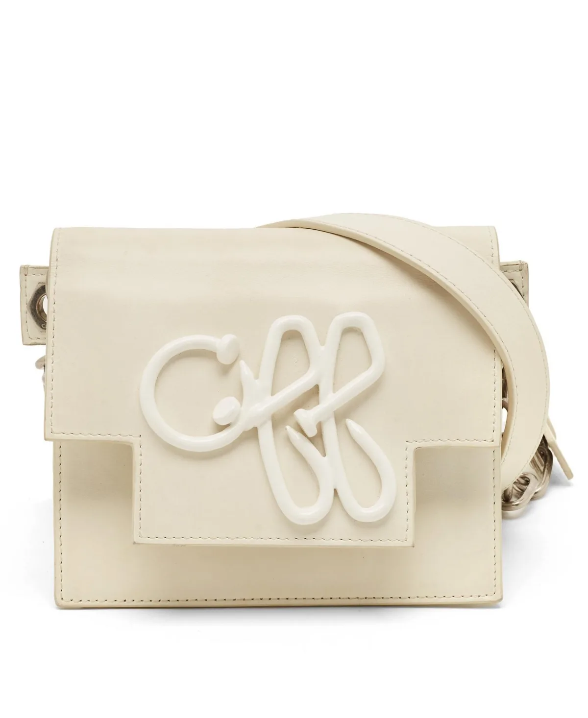 Pre-Owned Nail Logo Flap Leather Shoulder Bag by Off-White