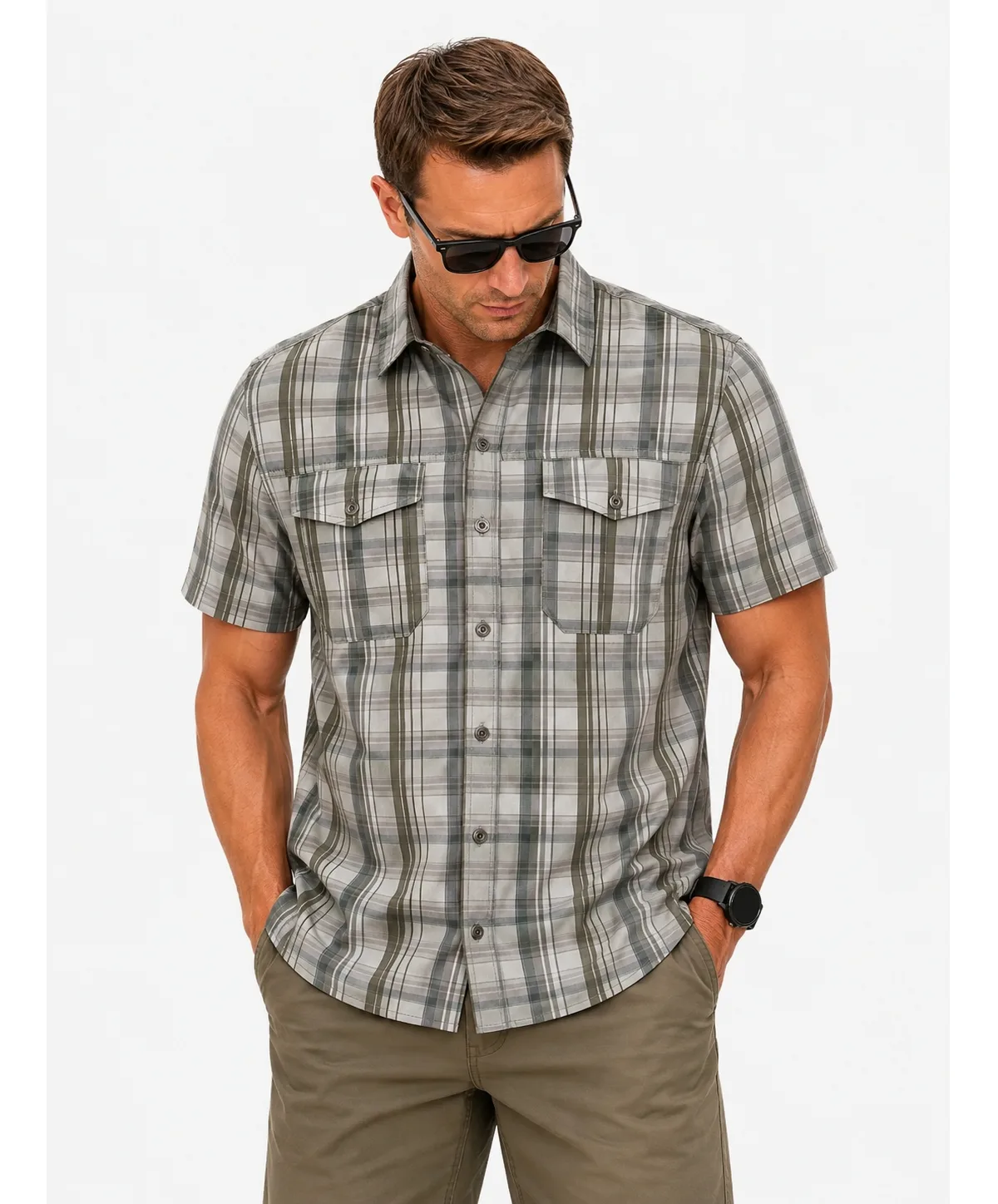 Seaside Plaid Short-Sleeve Regular-Fit Shirt by Spyder