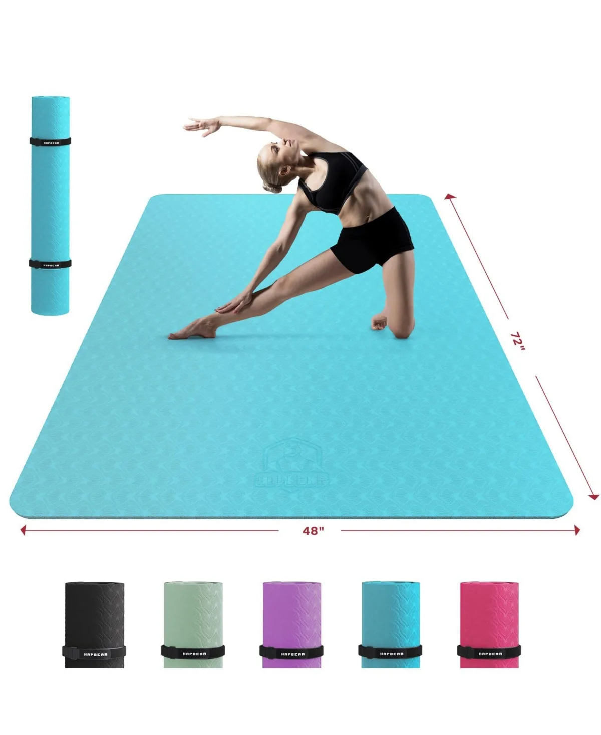 Extra Large Wide Exercise Mat Non-Slip Thick for Home Workouts Pilates Stretching Cardio - 72x48 6mm by Sportneer