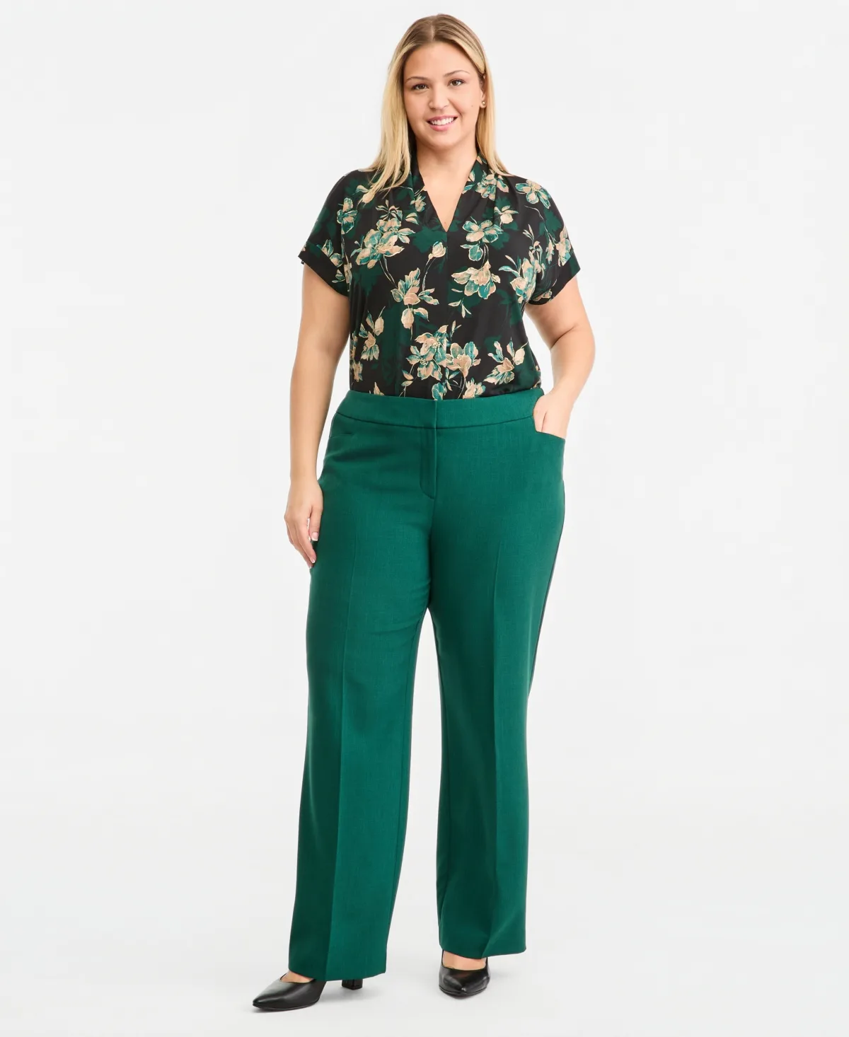 Fly-Front L-Pocket Slim Trousers by Kasper