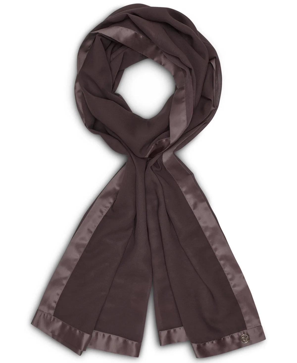 Elegant Satin-Trim Chiffon Evening Wrap by Calvin Klein