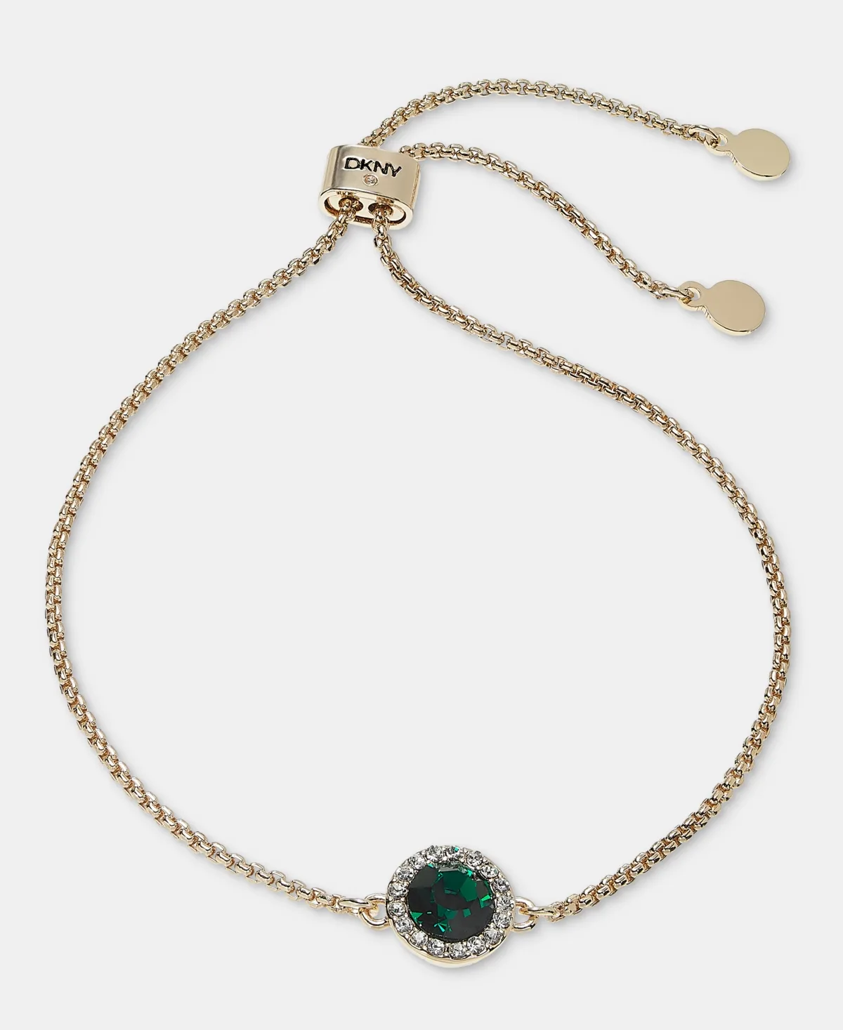 Gold-Tone Crystal Minimalist Adjustable Inlay Stone Slider Bracelet by DKNY