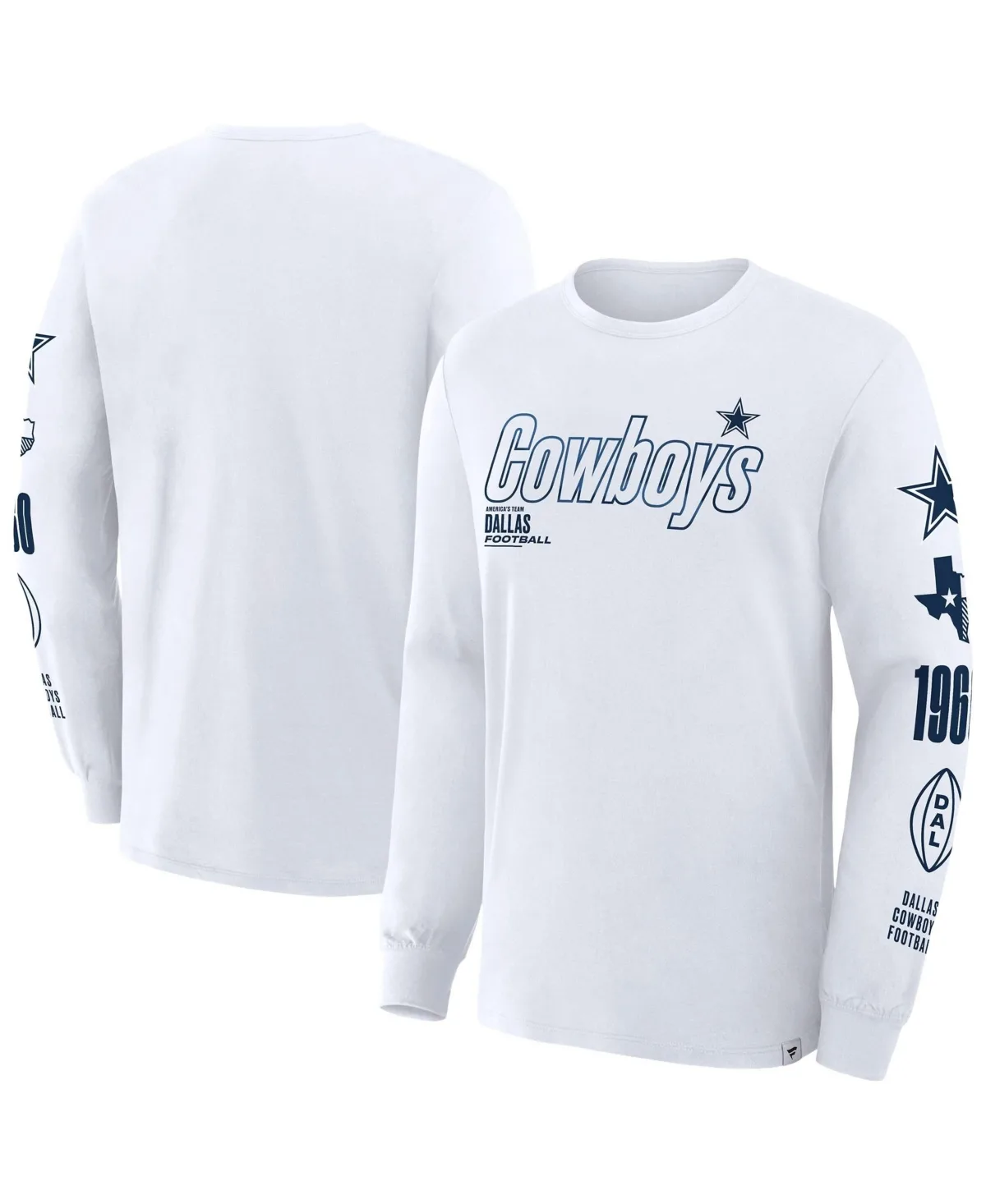 Dallas Cowboys Checkdown Pass Long-Sleeve Screen-Print T-Shirt by Fanatics