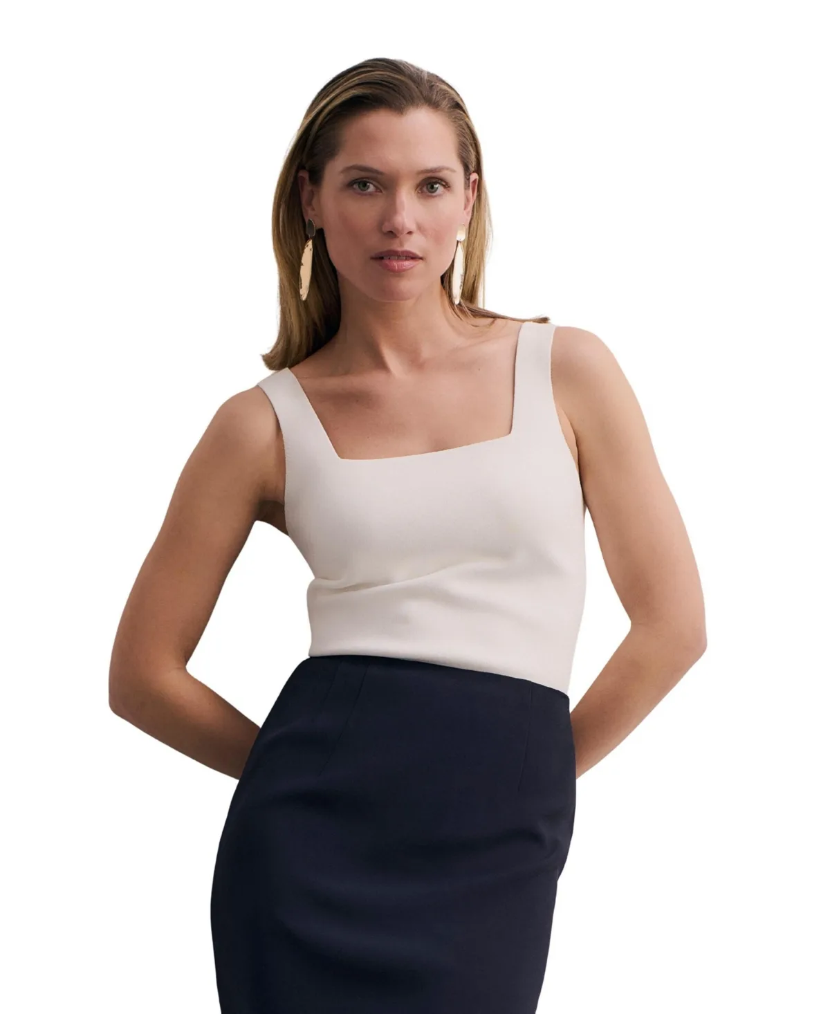 Keighley Square Neck Sleeveless Fitted Knit Top by The Fold