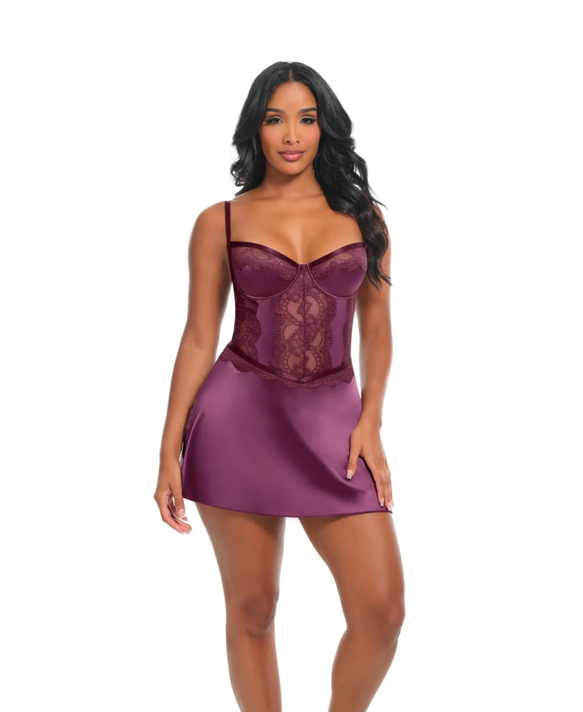Bonnie Satin and Lace Babydoll