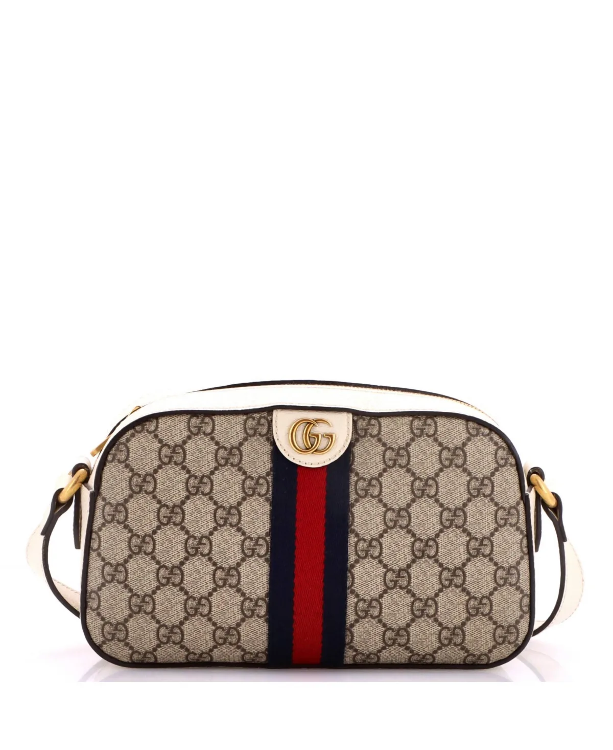 Pre-Owned Gucci Small Ophidia Camera Shoulder Bag GG Coated Canvas with Leather by Gucci