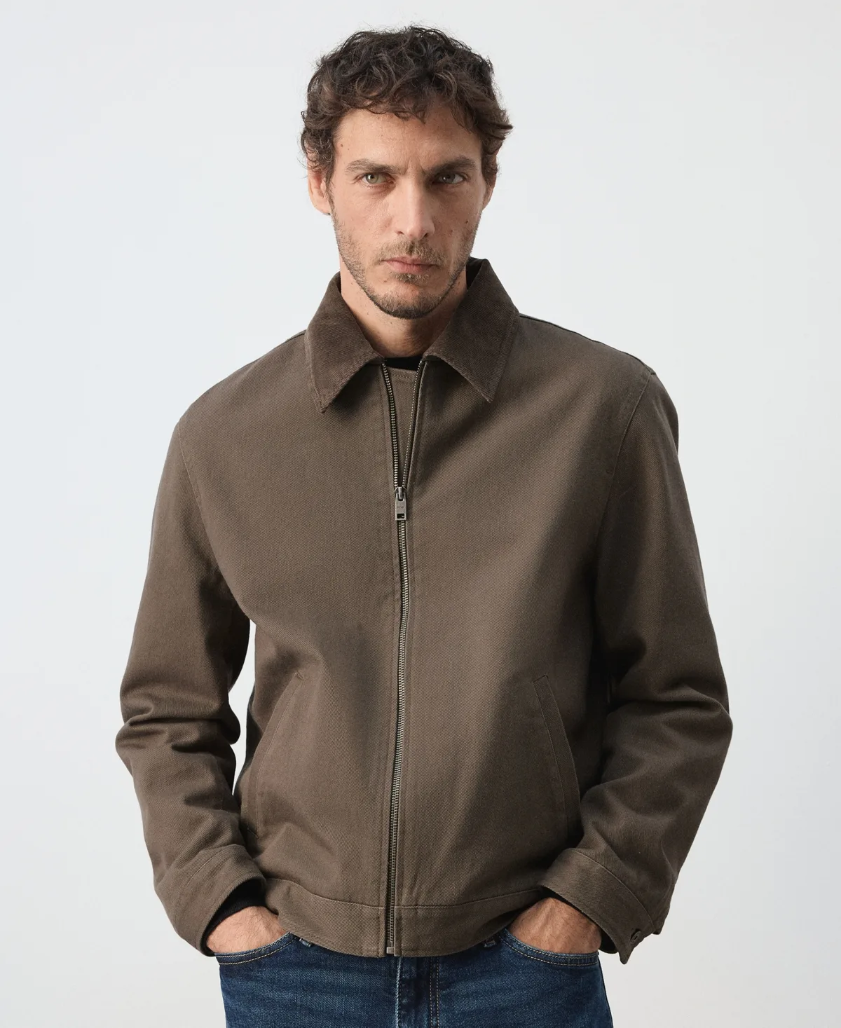 Corduroy Collar Denim Straight-Fit Jacket by Mango