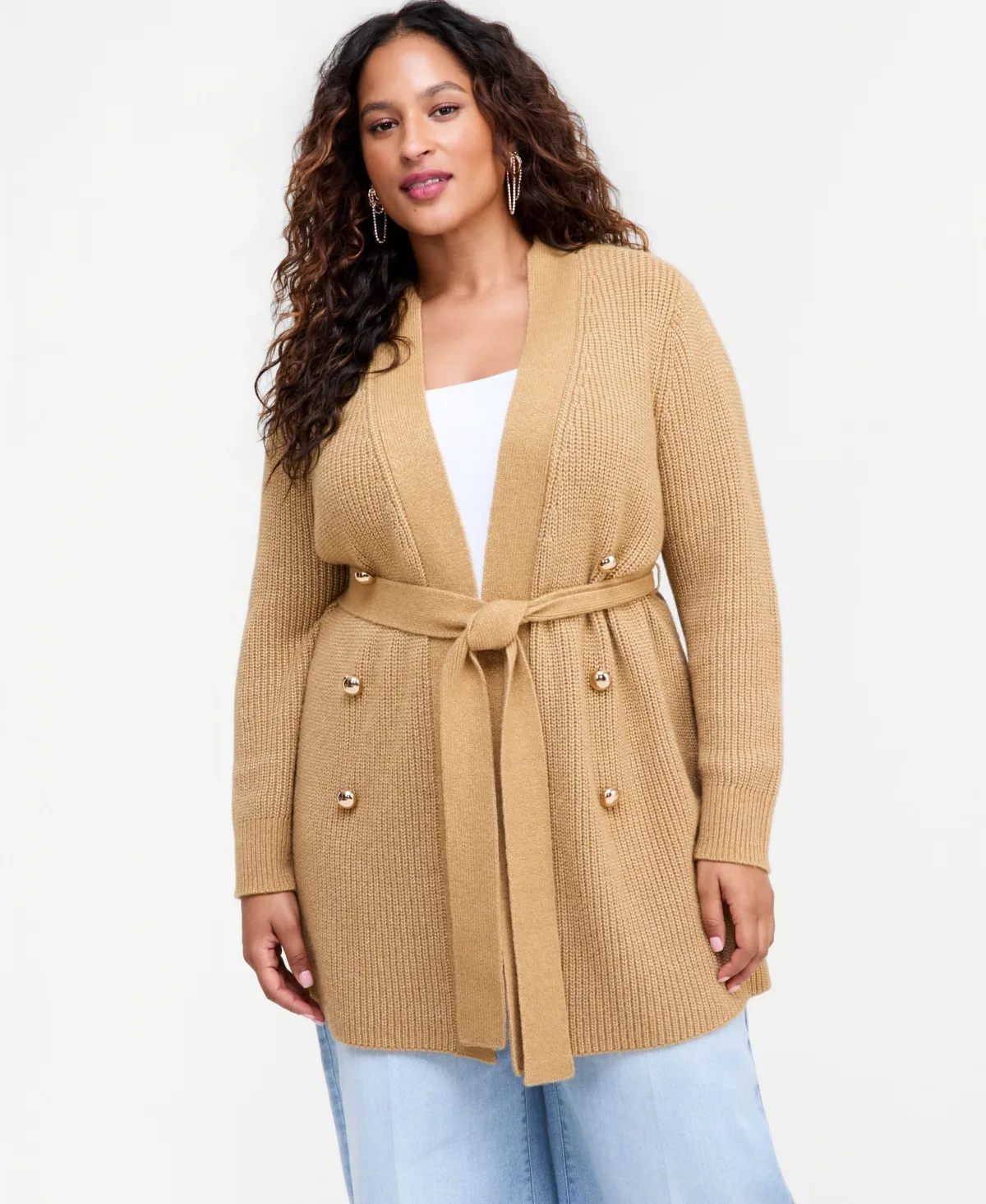 Double-Breasted Long-Sleeve Cardigan by INC International Concepts