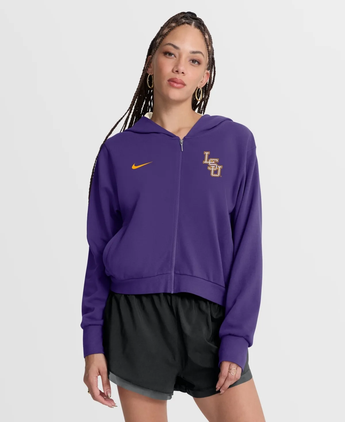 LSU Tigers Mantra Cropped Full-Zip Hoodie by Nike