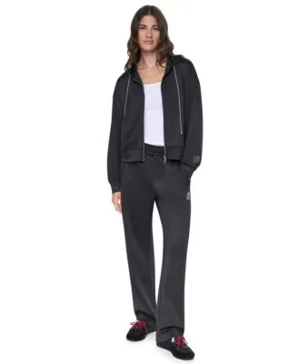 Chain Cord Full Zip Hoodie Stack Logo Tapered Pull on Knit Pant by DKNY