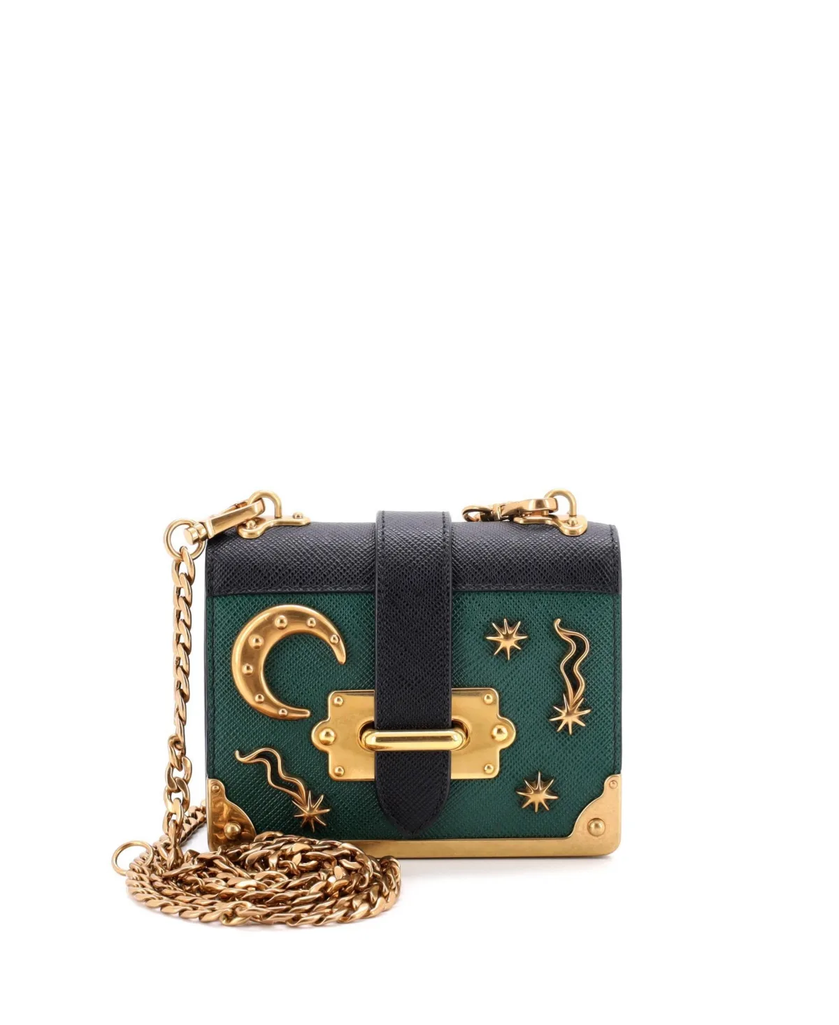 Pre-Owned Prada Micro Cahier Crossbody Bag Embellished Leather