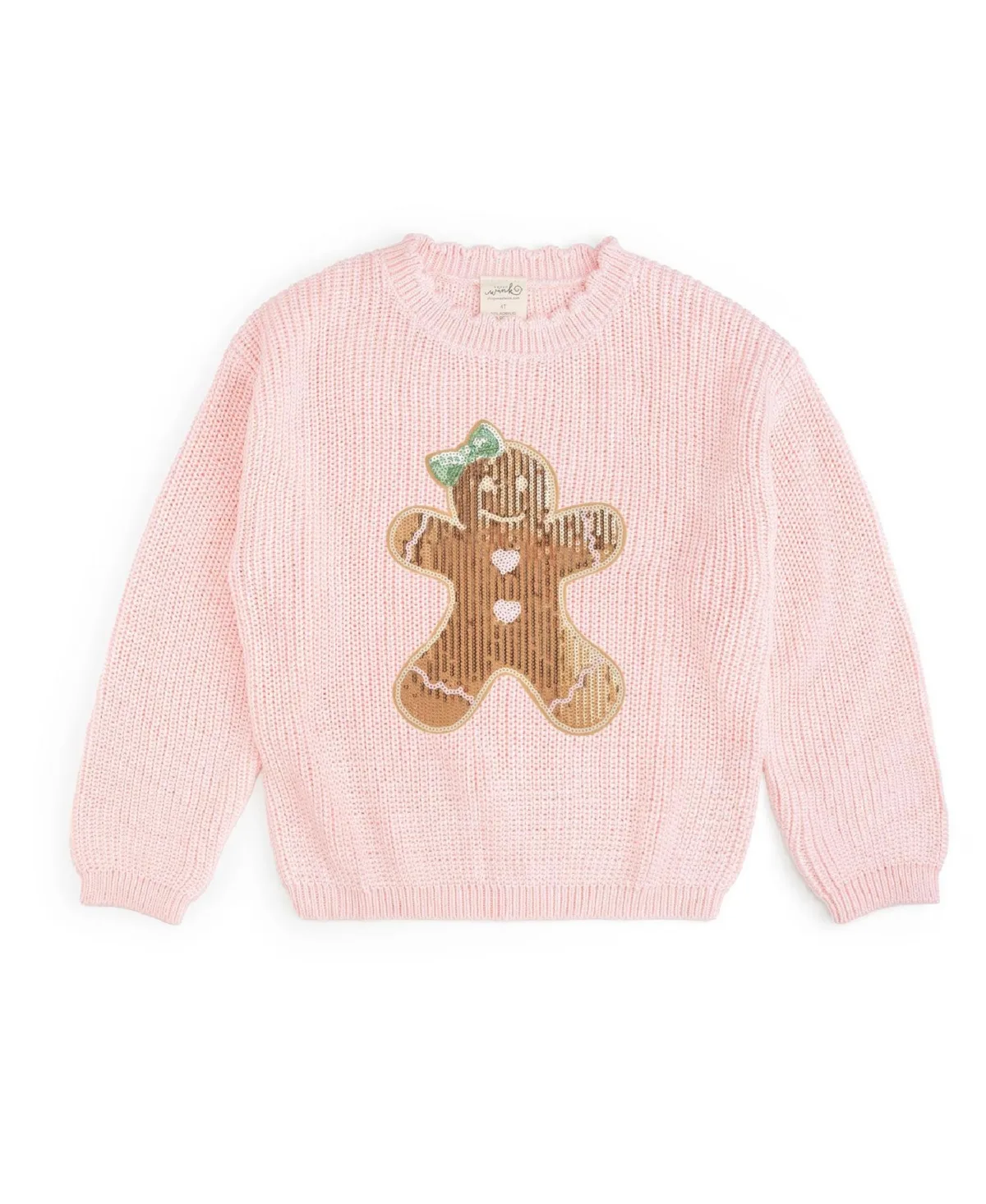 Gingerbread Sequin Patch Crewneck Sweater by Sweet Wink