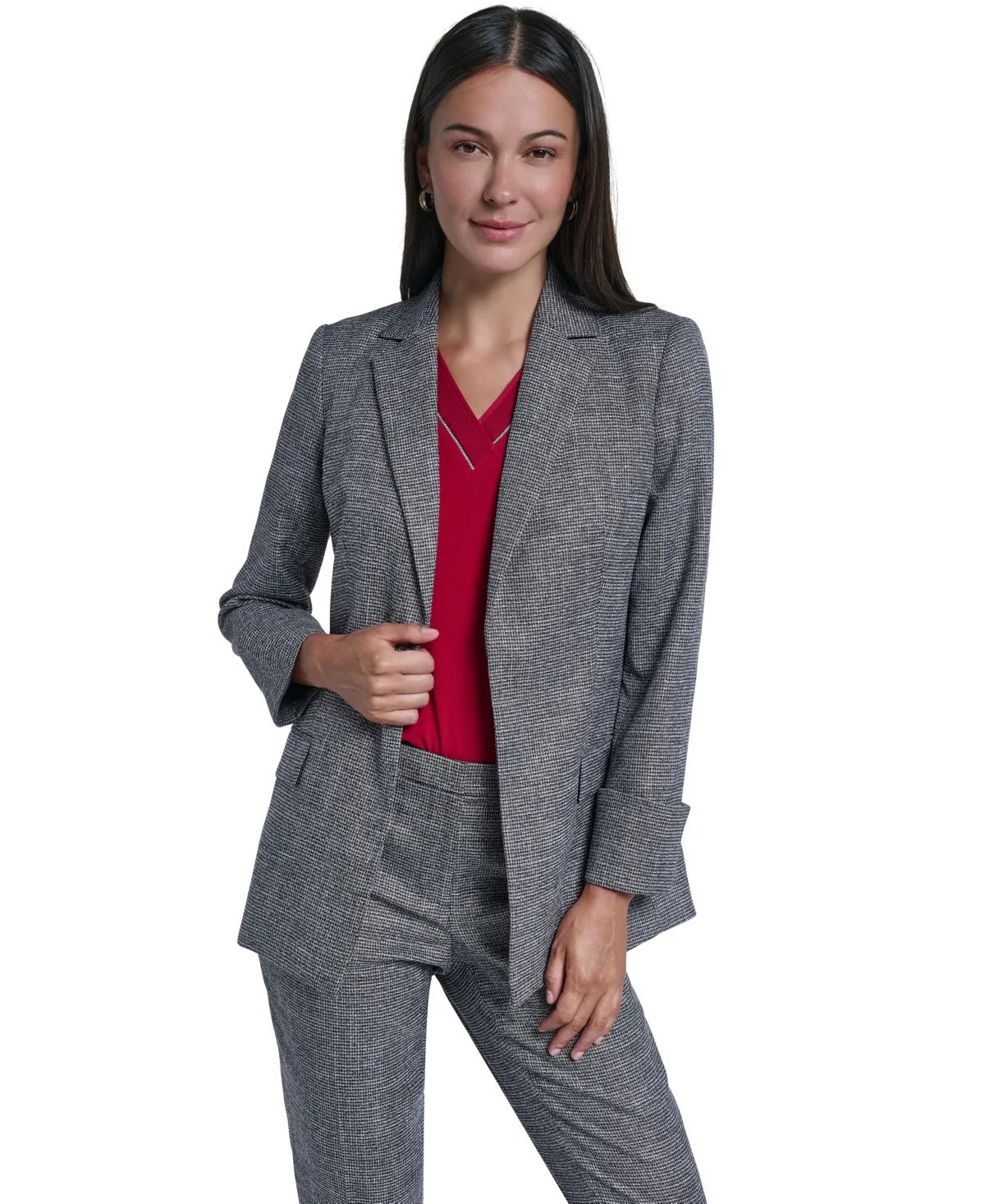 Print Notch-Collar Flap-Pocket Blazer by Calvin Klein